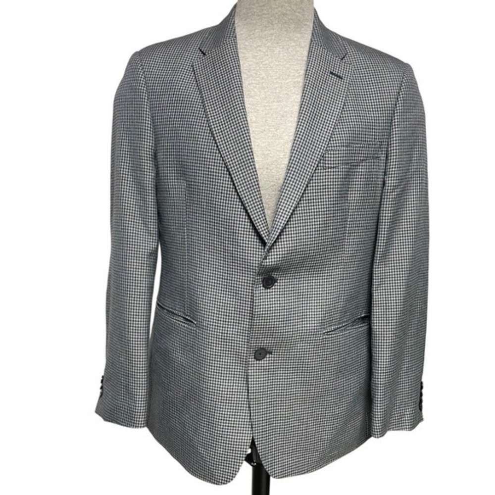 Tommy Hilfiger Navy Gray Check Business Casual Sport Jacket Blazer Mens 42R